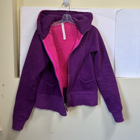 Lululemon Scuba Raw Edge Hoodie Jacket Zip Cotton Cozy Fleece Pockets Ribbed 8 - Picture 10 of 16